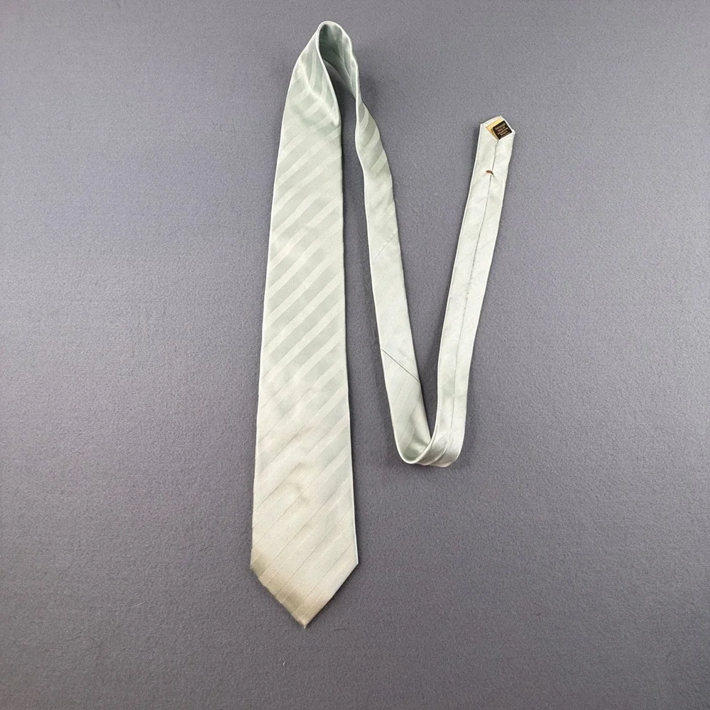 Donald J. Trump Necktie Mens Sage Green Striped‎ Silk Signature Collection